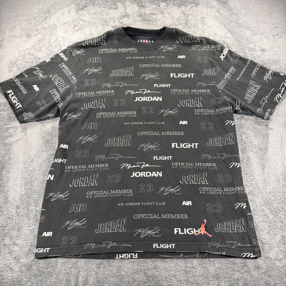 Jordan Brand Official Member Flight Club AOP T-Shirt Black Mens Medium‎ Jumpman
